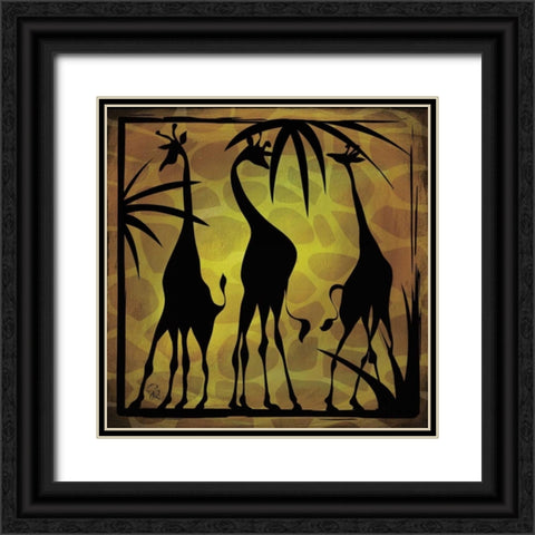 Safari Silhouette III Black Ornate Wood Framed Art Print with Double Matting by Rivas-Velazquez, Gena