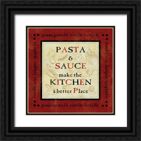 Pasta Sayings II Black Ornate Wood Framed Art Print with Double Matting by Gladding, Pamela