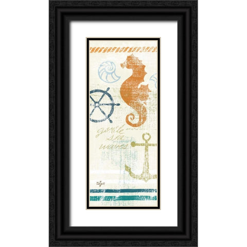 Nautical Brights Panels II Black Ornate Wood Framed Art Print with Double Matting by Lyon, Rebecca