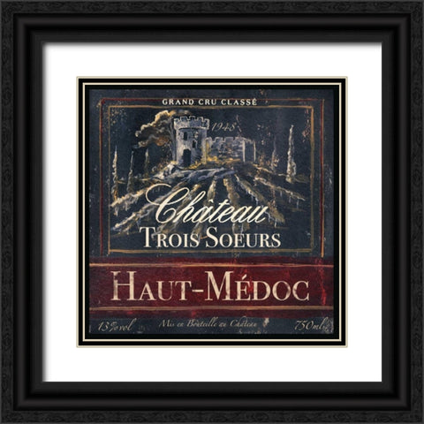 Grand Vin Wine Label I Black Ornate Wood Framed Art Print with Double Matting by Tre Sorelle Studios