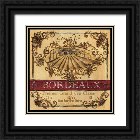 Grand Vin Wine Label III Black Ornate Wood Framed Art Print with Double Matting by Tre Sorelle Studios