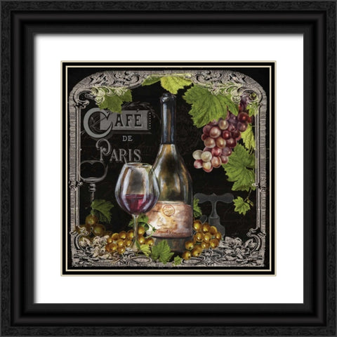 Cafe de Vins Wine II Black Ornate Wood Framed Art Print with Double Matting by Tre Sorelle Studios