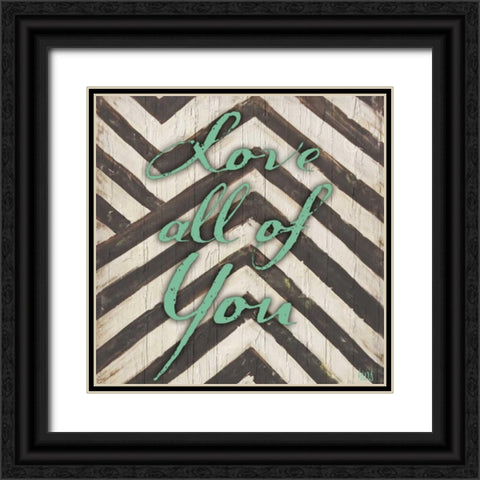Chevron Sentiments Teal I Black Ornate Wood Framed Art Print with Double Matting by h.artworks