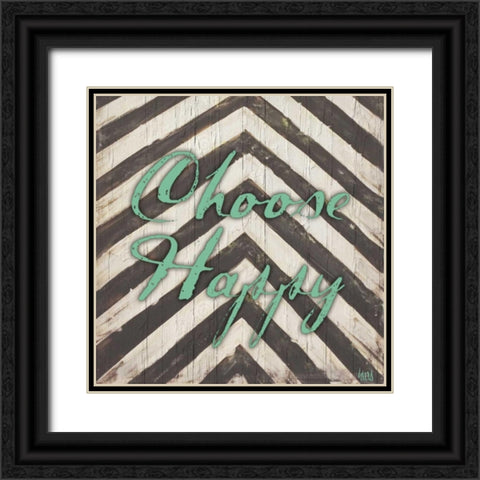 Chevron Sentiments Teal II Black Ornate Wood Framed Art Print with Double Matting by h.artworks