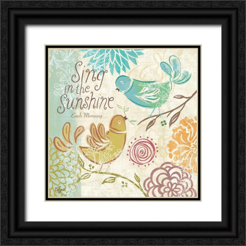 Bird Chirp I Black Ornate Wood Framed Art Print with Double Matting by Lyon, Rebecca