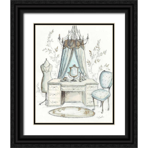 French Dressing Room I Black Ornate Wood Framed Art Print with Double Matting by Tre Sorelle Studios