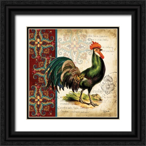 Suzani Rooster I Black Ornate Wood Framed Art Print with Double Matting by Tre Sorelle Studios