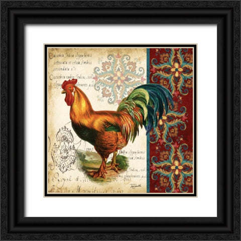 Suzani Rooster II Black Ornate Wood Framed Art Print with Double Matting by Tre Sorelle Studios