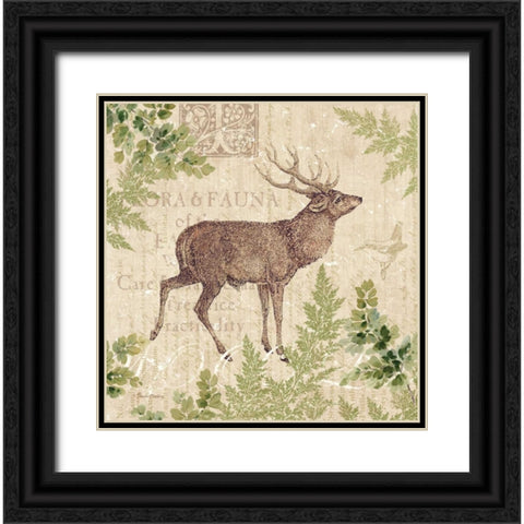 Woodland Trail I - deer Black Ornate Wood Framed Art Print with Double Matting by Gladding, Pamela