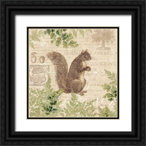 Woodland Trail III - squirrel  Black Ornate Wood Framed Art Print with Double Matting by Gladding, Pamela