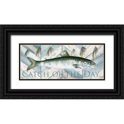 Fishing Sign I Black Ornate Wood Framed Art Print with Double Matting by Tre Sorelle Studios