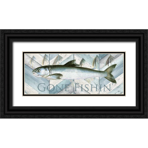 Fishing Sign II Black Ornate Wood Framed Art Print with Double Matting by Tre Sorelle Studios