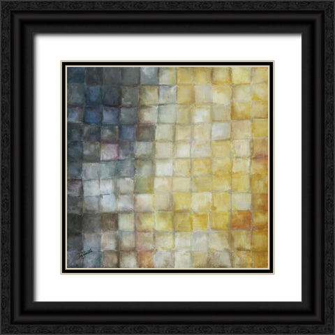 Yellow Gray Mosaics I Black Ornate Wood Framed Art Print with Double Matting by Tre Sorelle Studios