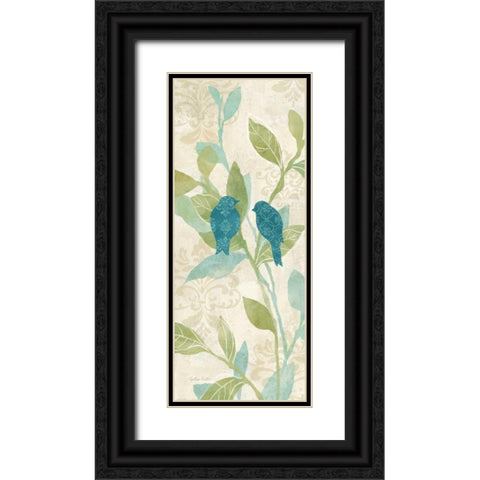 Love Bird Patterns Turquoise Panel II Black Ornate Wood Framed Art Print with Double Matting by Coulter, Cynthia