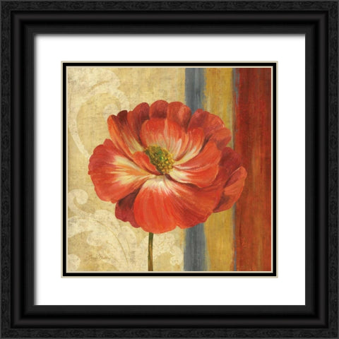 Poppy Tapestry Stripes II Black Ornate Wood Framed Art Print with Double Matting by Gladding, Pamela