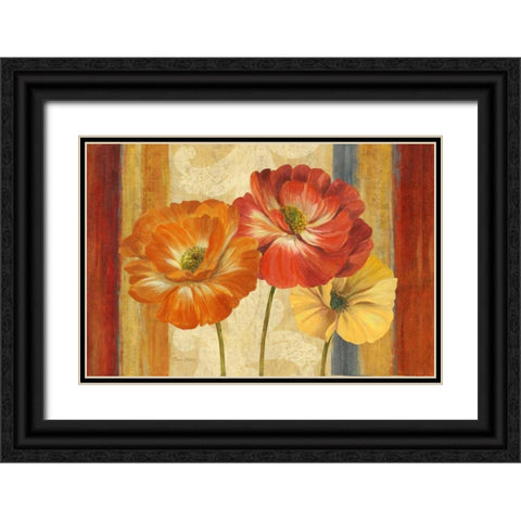 Poppy Tapestry Stripes Landscape Black Ornate Wood Framed Art Print with Double Matting by Gladding, Pamela