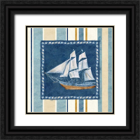 Nautical Stripe II Black Ornate Wood Framed Art Print with Double Matting by Coulter, Cynthia