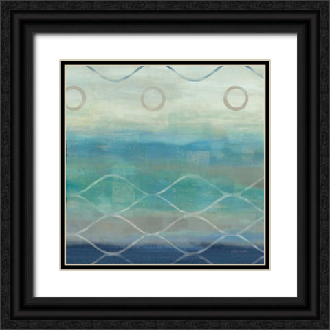 Abstract Waves Blue-Gray II Black Ornate Wood Framed Art Print with Double Matting by Coulter, Cynthia