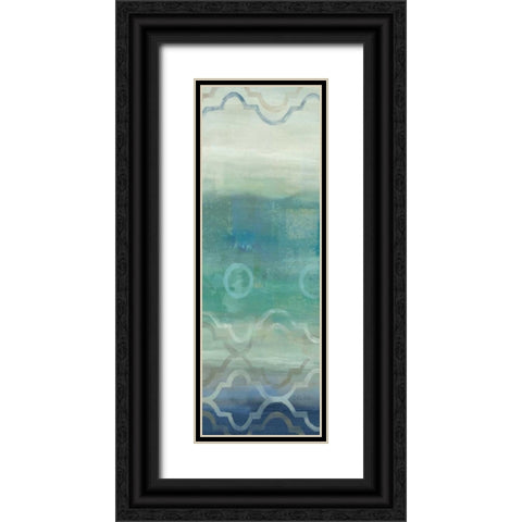 Abstract Waves Blue-Gray Panel I Black Ornate Wood Framed Art Print with Double Matting by Coulter, Cynthia