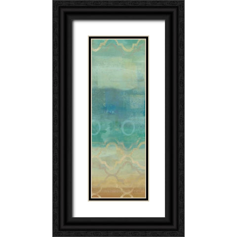 Abstract Waves Blue Panel I Black Ornate Wood Framed Art Print with Double Matting by Coulter, Cynthia