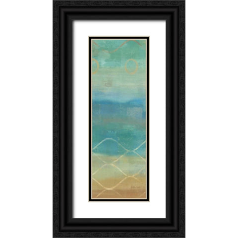 Abstract Waves Blue Panel II Black Ornate Wood Framed Art Print with Double Matting by Coulter, Cynthia
