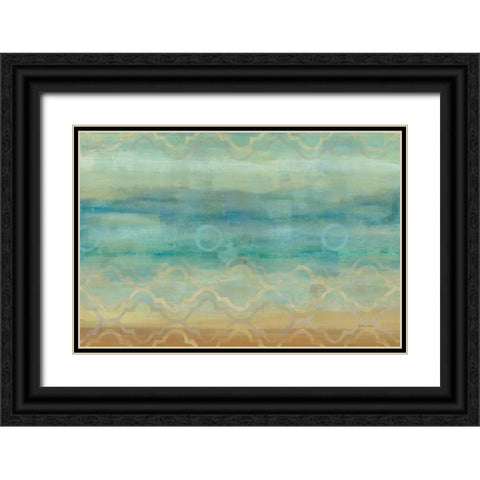 Abstract Waves Blue Landscape Black Ornate Wood Framed Art Print with Double Matting by Coulter, Cynthia