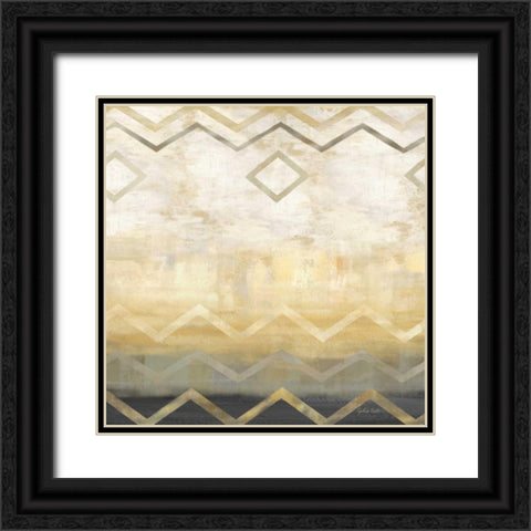 Abstract Waves Black-Gold I Black Ornate Wood Framed Art Print with Double Matting by Coulter, Cynthia