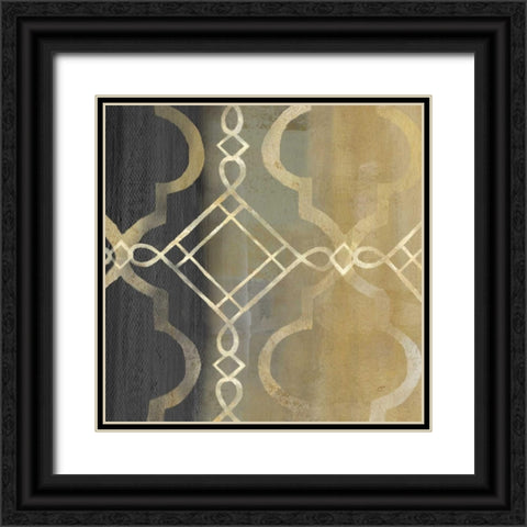 Abstract Waves Black-Gold Tiles IV Black Ornate Wood Framed Art Print with Double Matting by Coulter, Cynthia