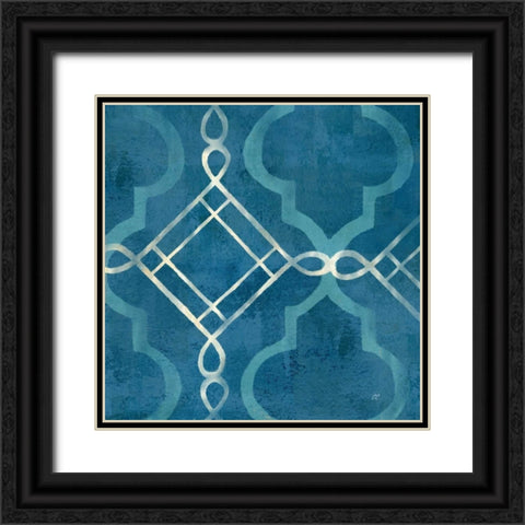 Abstract Waves Blue-Gray Tiles I Black Ornate Wood Framed Art Print with Double Matting by Coulter, Cynthia