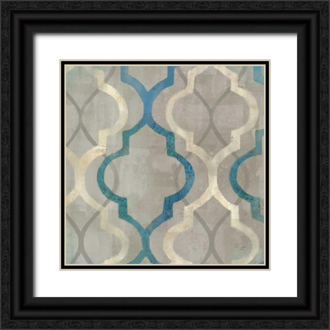Abstract Waves Blue-Gray Tiles III Black Ornate Wood Framed Art Print with Double Matting by Coulter, Cynthia