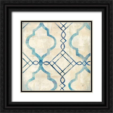 Abstract Waves Blue-Gray Tiles IV Black Ornate Wood Framed Art Print with Double Matting by Coulter, Cynthia