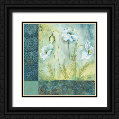 White Poppy Garden I Black Ornate Wood Framed Art Print with Double Matting by Tre Sorelle Studios