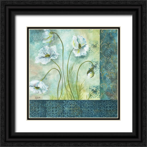 White Poppy Garden II Black Ornate Wood Framed Art Print with Double Matting by Tre Sorelle Studios