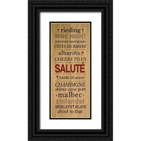 Wine Words I  Black Ornate Wood Framed Art Print with Double Matting by h.artworks