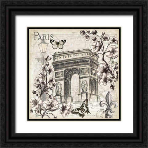 Paris in Bloom II  Black Ornate Wood Framed Art Print with Double Matting by Tre Sorelle Studios