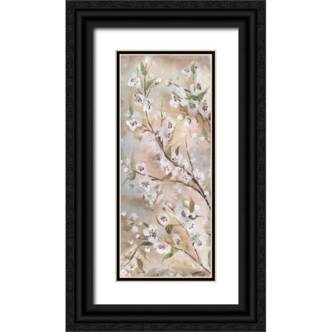 Cherry Blossoms Taupe Panel I  Black Ornate Wood Framed Art Print with Double Matting by Tre Sorelle Studios