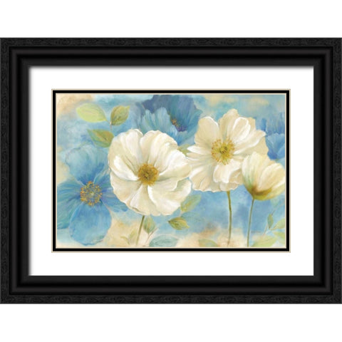 Watercolor Poppies Landscape  Black Ornate Wood Framed Art Print with Double Matting by Coulter, Cynthia
