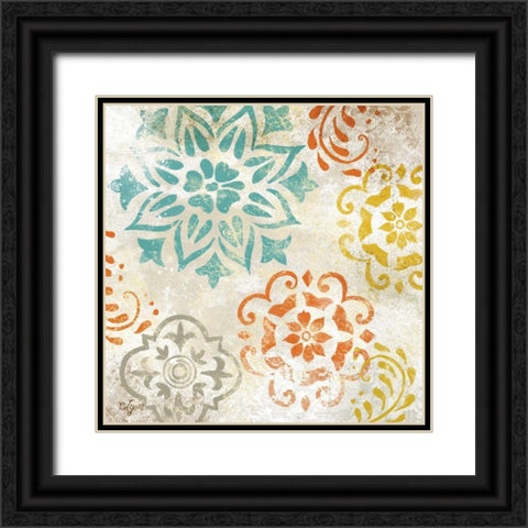 Colorful Medallions I  Black Ornate Wood Framed Art Print with Double Matting by Lyon, Rebecca