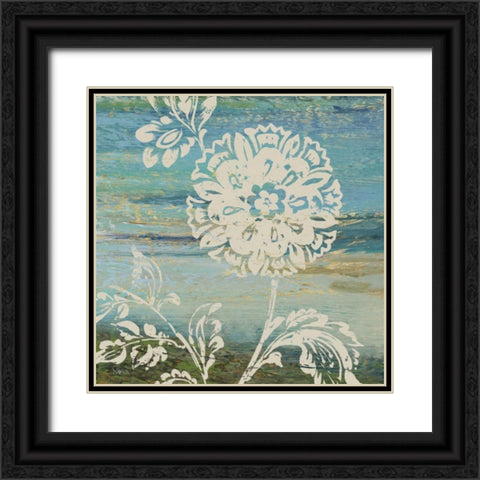 Blue Indigo with Lace II  Black Ornate Wood Framed Art Print with Double Matting by Studio Nova