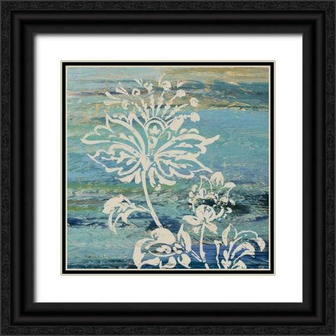 Blue Indigo with Lace III  Black Ornate Wood Framed Art Print with Double Matting by Studio Nova