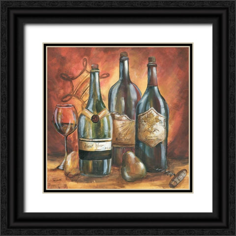 Red and Gold Wine I  Black Ornate Wood Framed Art Print with Double Matting by Tre Sorelle Studios