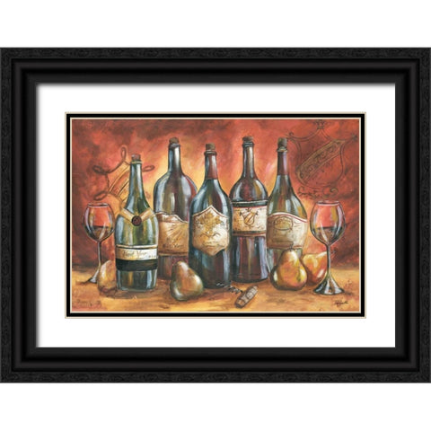 Red and Gold Wine Landscape  Black Ornate Wood Framed Art Print with Double Matting by Tre Sorelle Studios