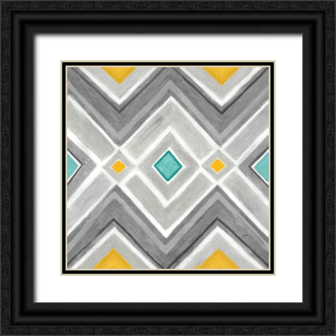 Chevron Tile Black-White I Black Ornate Wood Framed Art Print with Double Matting by Coulter, Cynthia