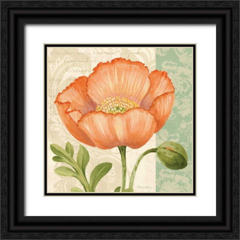 Pastel Poppies II Black Ornate Wood Framed Art Print with Double Matting by Gladding, Pamela