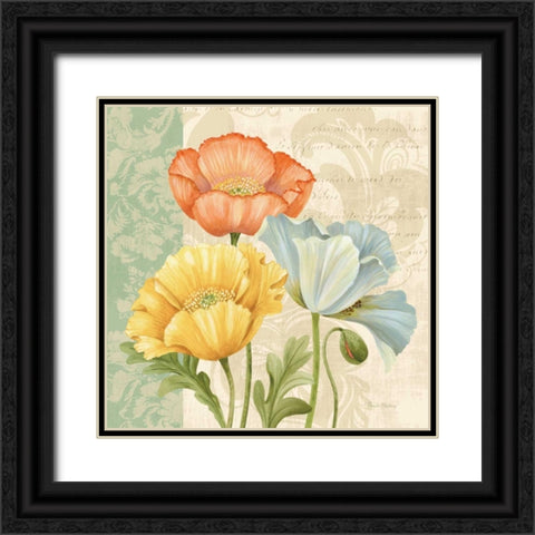Pastel Poppies Multi I Black Ornate Wood Framed Art Print with Double Matting by Gladding, Pamela