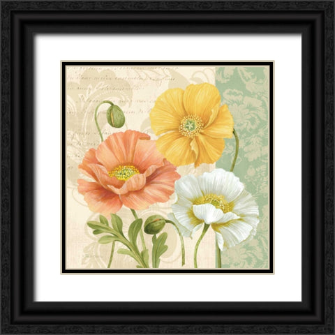 Pastel Poppies Multi II Black Ornate Wood Framed Art Print with Double Matting by Gladding, Pamela