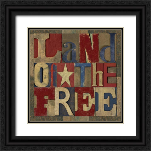 Patriotic Printer Block II Black Ornate Wood Framed Art Print with Double Matting by Reed, Tara