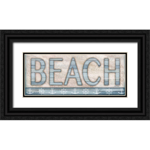 Driftwood Beach Sign I Black Ornate Wood Framed Art Print with Double Matting by Killeen, Jen