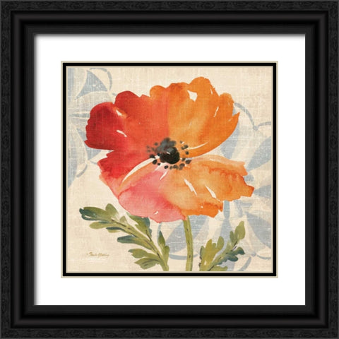 Watercolor Poppies V Black Ornate Wood Framed Art Print with Double Matting by Gladding, Pamela