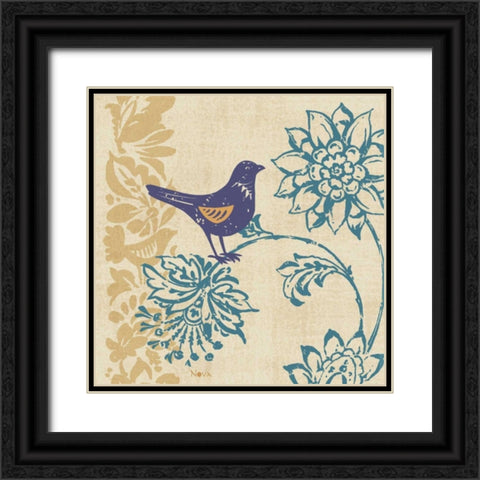 Blue Indigo Bird I Black Ornate Wood Framed Art Print with Double Matting by Studio Nova